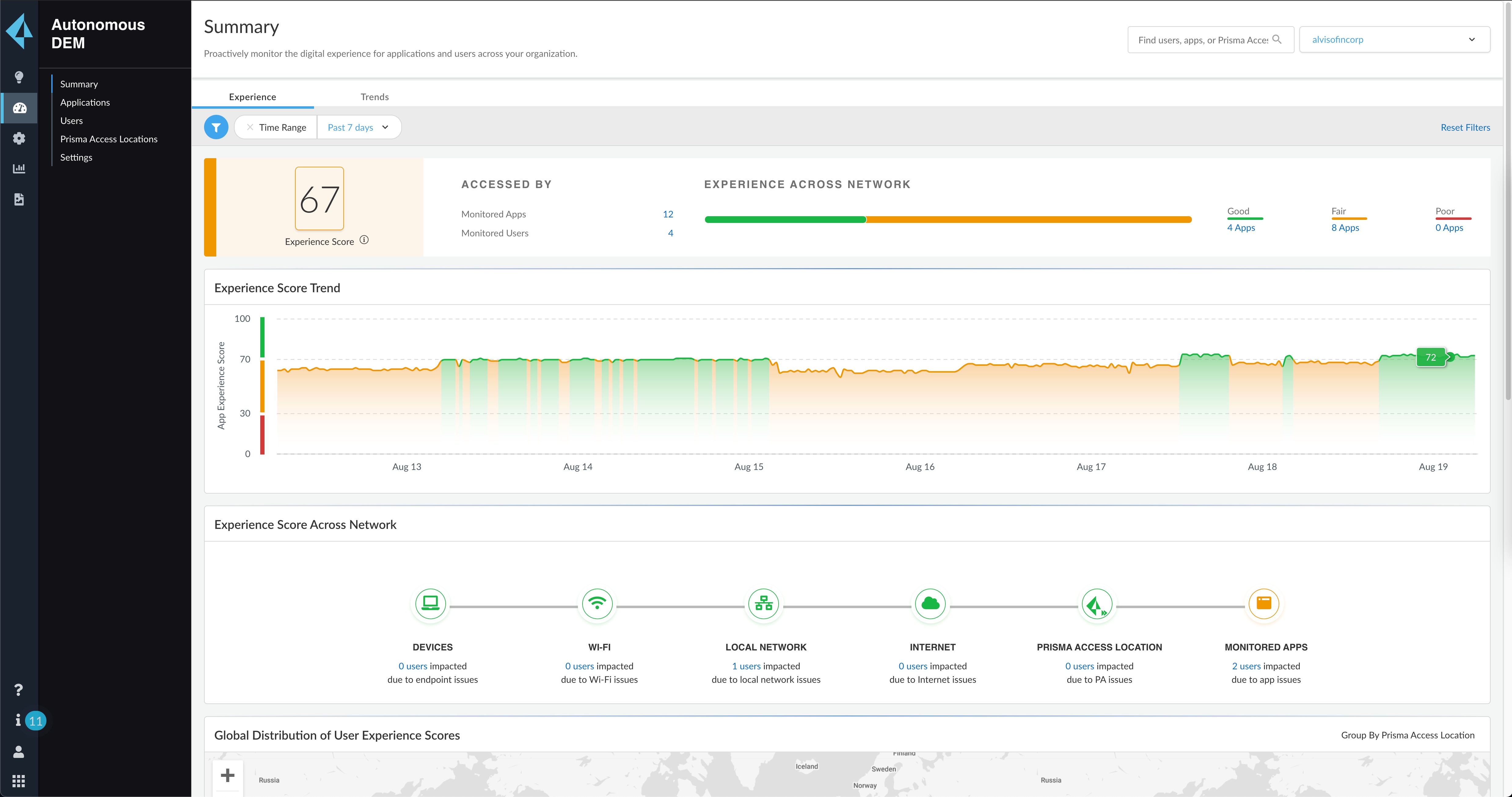 Gerenciamento autônomo de experiência digital (ADEM)
